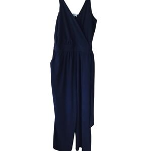 Gilli M Navy Jumpsuit Adjustable Strap Wide Leg Side Tie Quiet Luxe Glam Chic